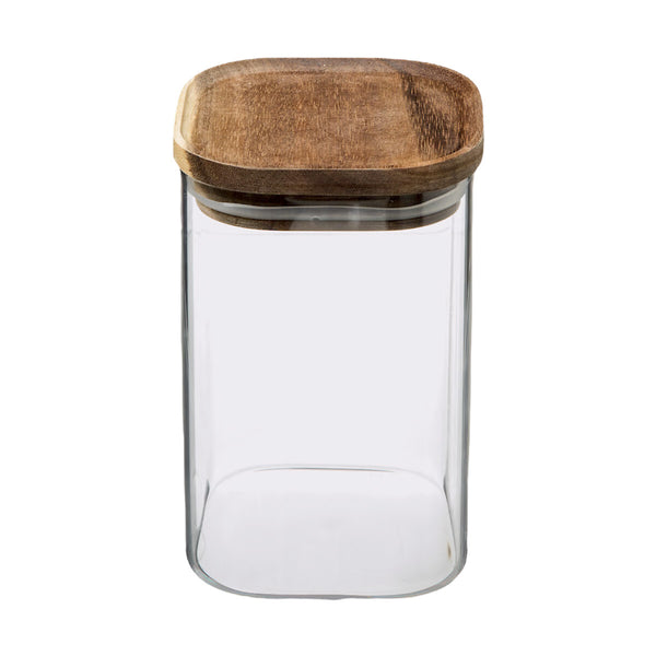 1L OPBEVARINGSGLAS MED TRÆLÅG (FIRKANTET)