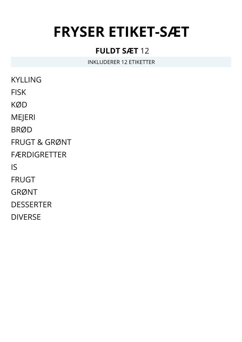 FRYSER ETIKETTER